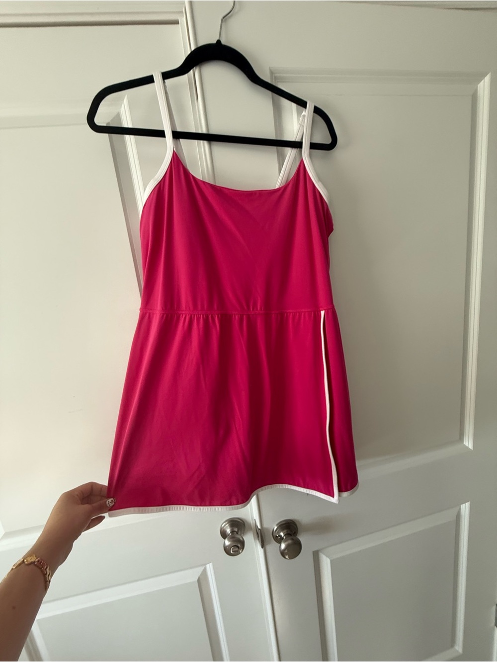 all in motion Hot Pink Spaghetti-Strap tennis dress with White Trim